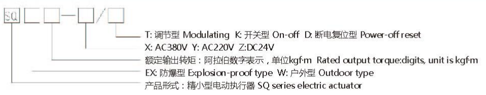 防爆精小型电动执行器型号表示方式